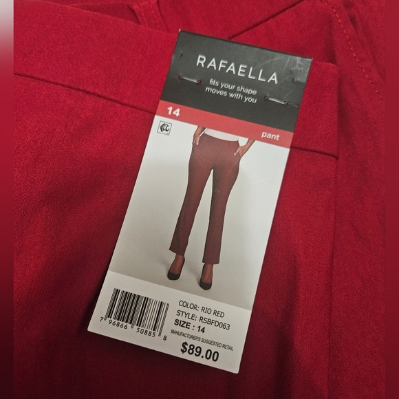 NWT! Rafaella Red Pull On Pants Rio Red! - Picture 3 of 7